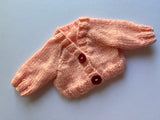 Hand Knitted Peach Cardigan 10"/26cm chest