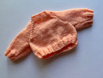 Hand Knitted Peach Cardigan 10"/26cm chest