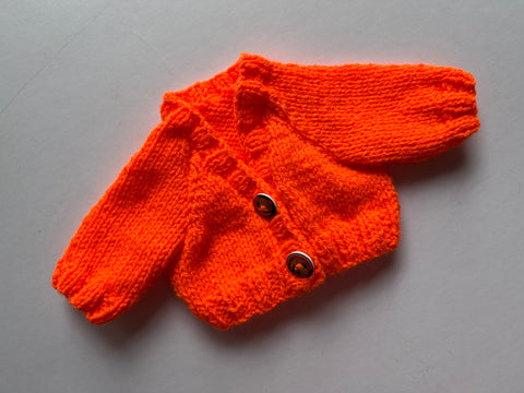 Hand Knitted Orange Cardigan 10"/26cm chest