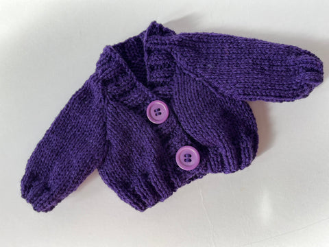 Hand Knitted Purple Cardigan 12"/30cm chest