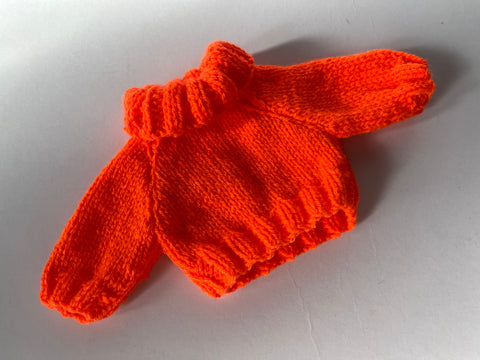 Hand Knitted orange jumper 10"/26cm chest