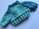 Hand Knitted Blue Varigated Coloured Cardigan 12"/30cm chest