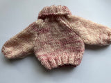 Hand Knitted Pink Varigated Jumper 10"/26cm chest