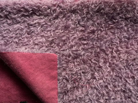 25mm Hand Dyed medium dense curled mohair - Heather Mauve