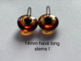 BROWN Shiny Glass Eyes loops x 1 pair